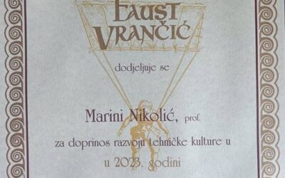 Učiteljici Marini Nikolić dodjeljena Državna nagrada tehničke kulture „Faust Vrančić” za 2023. godinu