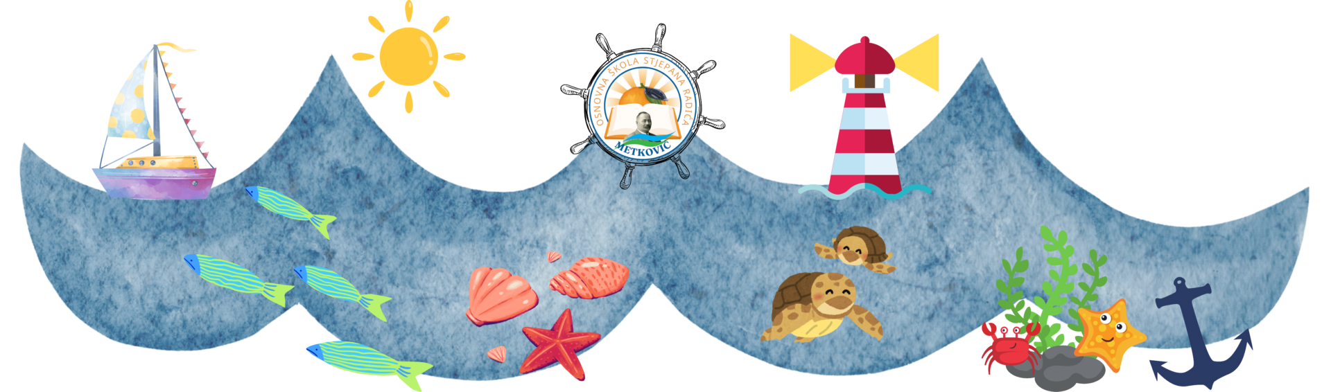 Blue Colorful Sea Animals Banner