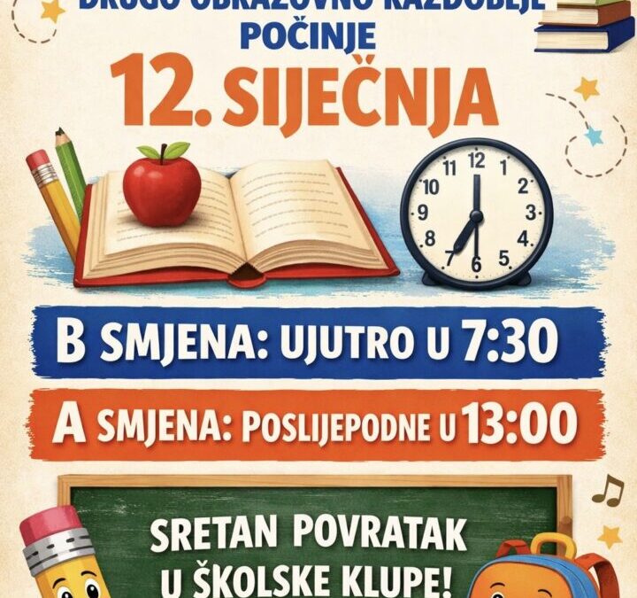 Obavijest o početku drugog obrazovnog razdoblja