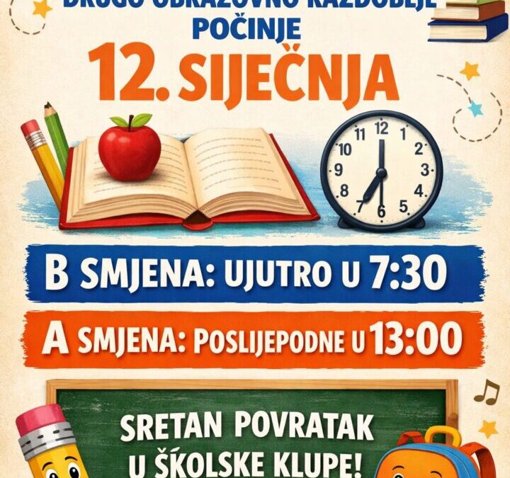 Obavijest o početku drugog obrazovnog razdoblja