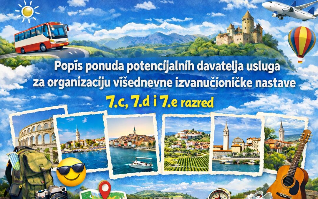 Popis ponuda potencijalnih davatelja usluga čije su ponude ispunile propisane uvjete iz javnog poziva za organizaciju višednevne izvanučioničke nastave br. 2/2026