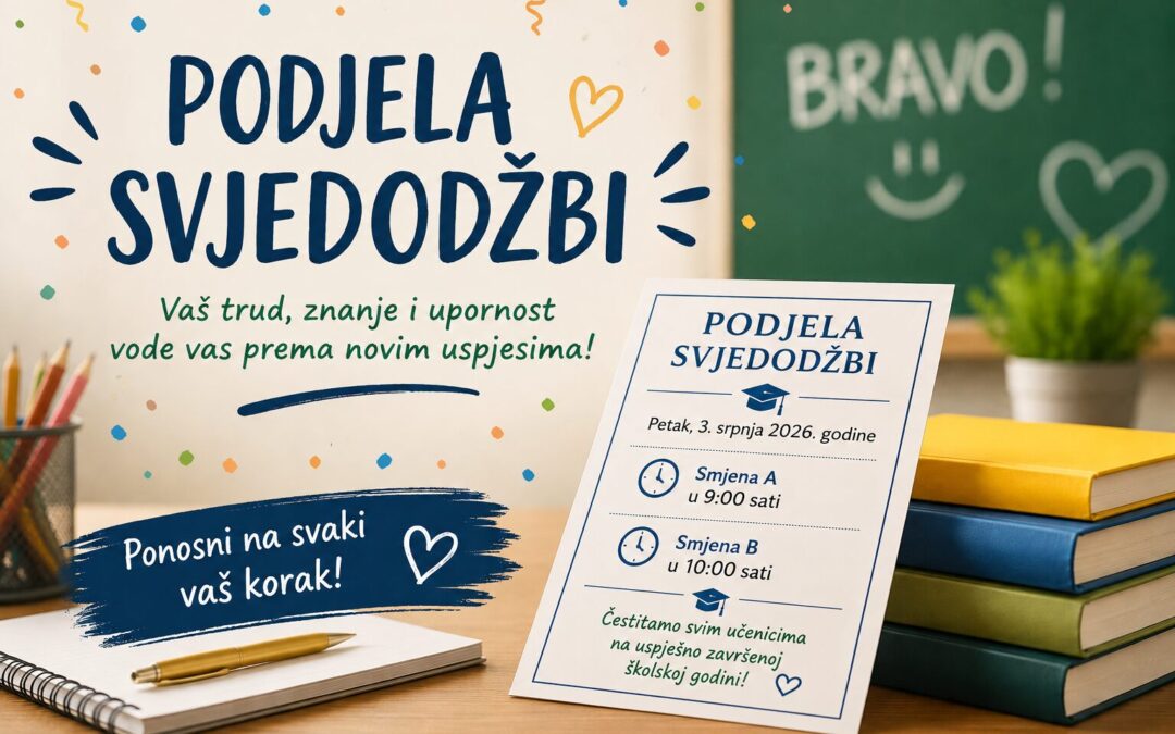 OBAVIJEST: Podjela svjedodžbi